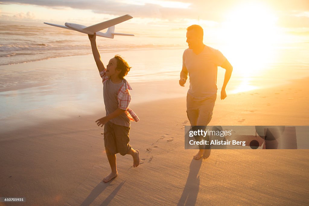 Family playing together on a beach