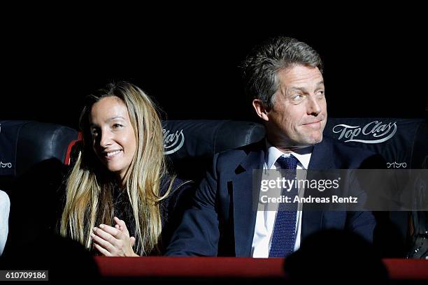 Hugh Grant and his girlfriend Anna Eberstein attend the 'Florence Foster Jenkins' Premiere and Golden Icon award ceremony during the 12th Zurich Film...