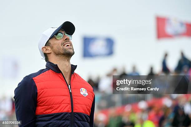 Minnesota , United States - 27 September 2016; 23 time Olympic Gold medalist Michael Phelps on the 1st tee box during the Celebrity Matches at The...