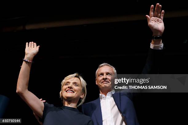 French right-wing Les Republicains candidate for the LR party primaries ahead of the 2017 presidential election, Bruno Le Maire and Mayor of the 5th...