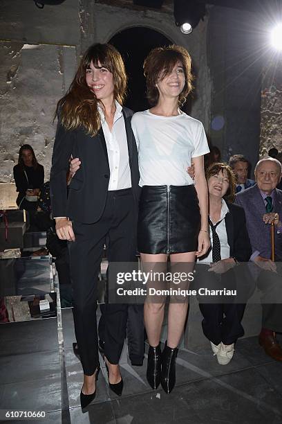 Lou Doillon and Charlotte Gainsbourg attend the Saint Laurent show as part of the Paris Fashion Week Womenswear Spring/Summer 2017 on September 27,...