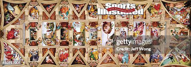 September 27, 2004 Sports Illustrated via Getty Images Cover: Sports: 50th Anniversary Issue: Illustration of various individuals, coaches,...