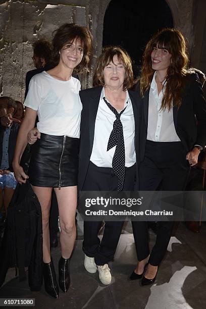 Charlotte Gainsbourg, Jane Birkin and Lou Doillon attend the Saint Laurent show as part of the Paris Fashion Week Womenswear Spring/Summer 2017 on...