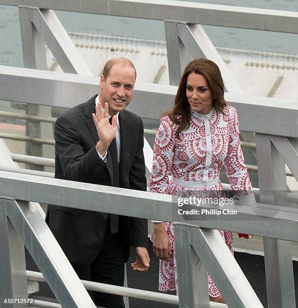 Catherine, Duchess of Cambridge and Prince William, Duke of Cambridge arrive by Sea Plane in Vancouver during their Royal Tour of Canada on September...