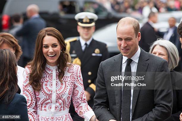 Catherine, Duchess of Cambridge and Prince William, Duke of Cambridge arrive to the Immigrant Services Society, a charitable organization that...