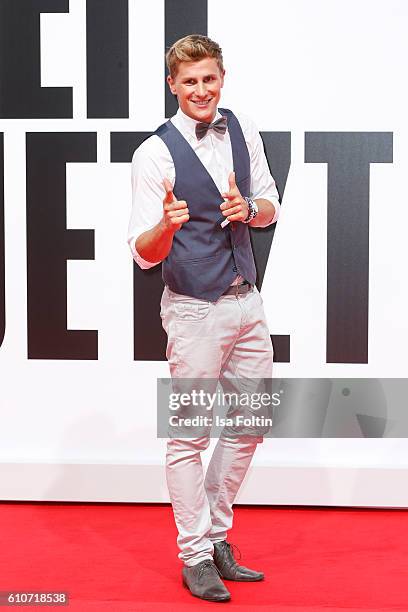 German actor Lukas Sauer attends the 'Unsere Zeit ist jetzt' World Premiere at CineStar on September 27, 2016 in Berlin, Germany.
