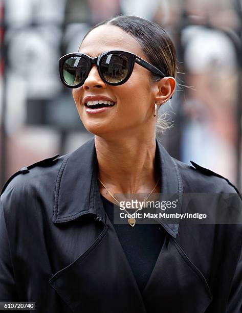 Alesha Dixon attends a memorial service for the late Sir Terry Wogan at Westminster Abbey on September 27, 2016 in London, England. Radio and...