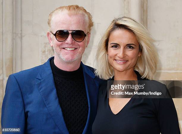 Chris Evans and Natasha Shishmanian attend a memorial service for the late Sir Terry Wogan at Westminster Abbey on September 27, 2016 in London,...