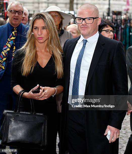 Zanna Blumenthal and Heston Blumenthal attend a memorial service for the late Sir Terry Wogan at Westminster Abbey on September 27, 2016 in London,...