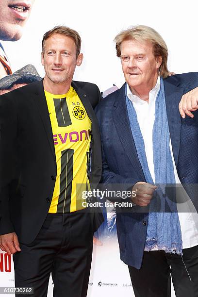 German actor Wotan Wilke Moehring and german singer Howard Carpendale attend the 'Unsere Zeit ist jetzt' World Premiere at CineStar on September 27,...