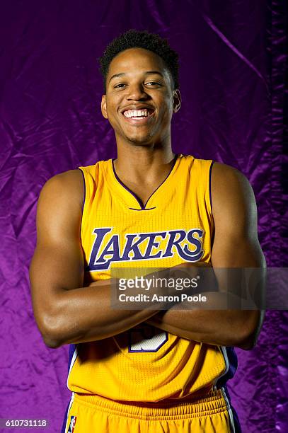 Anthony Brown of the Los Angeles Lakers poses for a portrait during the 2016-2017 Los Angeles Lakers Media Day at Toyota Sports Center on September...