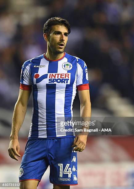 Jordi Gomez of Wigan Athletic during the Sky Bet Championship match between Wigan Athletic and Wolverhampton Wanderers at DW Stadium on September 27,...