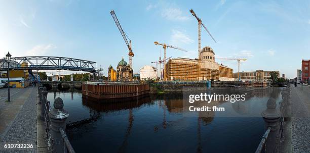 berlin large construction site panorama - cranes castle stock pictures, royalty-free photos & images