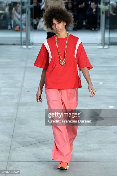 Model walks the runway during the Koche show as part of the Paris Fashion Week Womenswear Spring/Summer 2017 on September 27, 2016 in Paris, France.