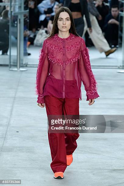 Model walks the runway during the Koche show as part of the Paris Fashion Week Womenswear Spring/Summer 2017 on September 27, 2016 in Paris, France.