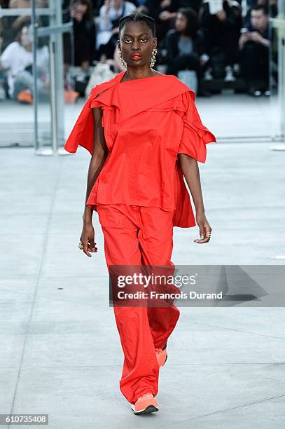 Model walks the runway during the Koche show as part of the Paris Fashion Week Womenswear Spring/Summer 2017 on September 27, 2016 in Paris, France.