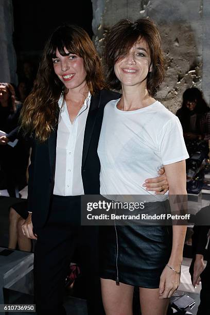 Lou Doillon and her sister Charlotte Gainsbourg attend the Saint Laurent show as part of the Paris Fashion Week Womenswear Spring/Summer 2017 on...