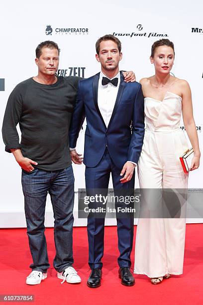 German actor Til Schweiger, german actor Marc Benjamin and german actress Peri Baumeister attend the 'Unsere Zeit ist jetzt' World Premiere at...