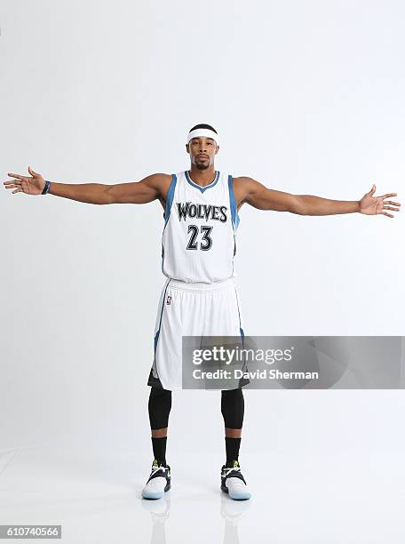 Toure' Murry of the Minnesota Timberwolves poses for a portrait during the 2016 -2017 Minnesota Timberwolves Media Day on September 26, 2016 at...