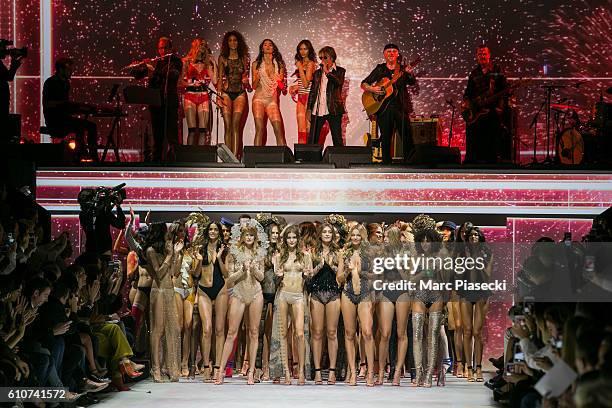 Models walk the runway during the Etam show as part of the Paris Fashion Week Womenswear Spring/Summer 2017 on September 27, 2016 in Paris, France.