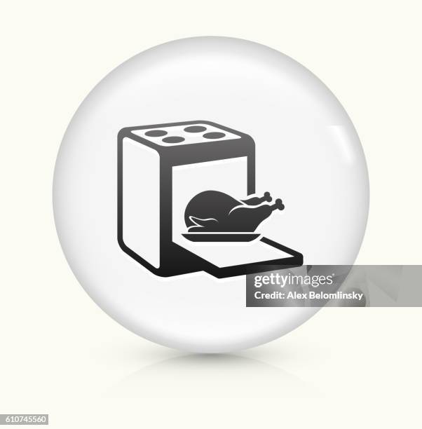 kochen vogel-symbol auf weißen runden vektor-taste - ente geflügelfleisch stock-grafiken, -clipart, -cartoons und -symbole