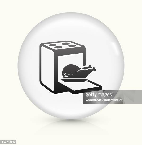 ilustrações, clipart, desenhos animados e ícones de ícone do pássaro de cozimento no botão vetorial redondo branco - pato carne branca