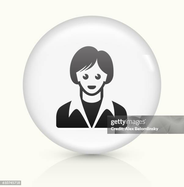 female face icon on white round vector button - beige suit stock illustrations