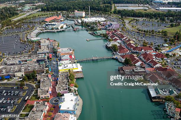 aerial view, broadway at the beach, myrtle beach, south carolina - myrtle beach stock pictures, royalty-free photos & images