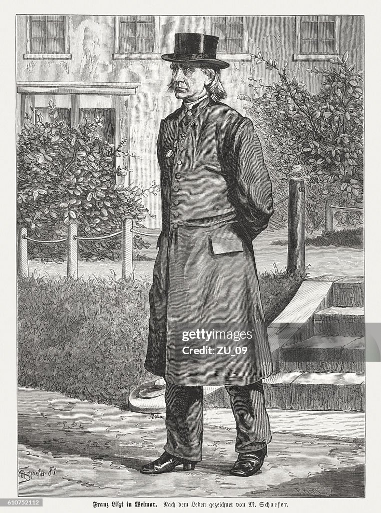 Franz Liszt (1811–1886), österreichisch-ungarischer Komponist, Holzstich, erschienen 1882