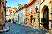 Old Street in Prague at the morning, downtown