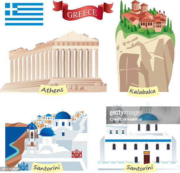 bildbanksillustrationer, clip art samt tecknat material och ikoner med greece symbols - parthenon aten