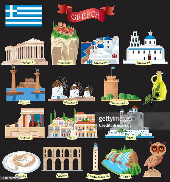 greece symbols - funny tourist stock illustrations