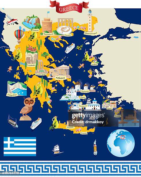 greece cartoon map - meteora greece stock illustrations