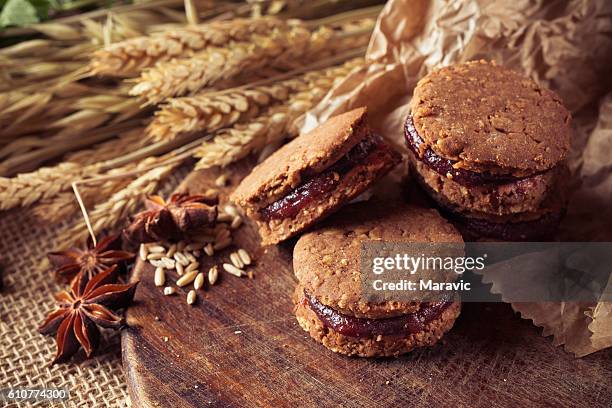 whole grain biscuits cookies - vegan background stock pictures, royalty-free photos & images