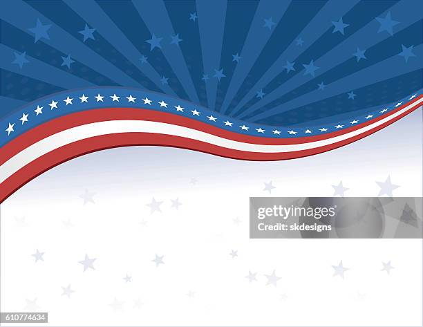 patriotic background: red, white, blue with stars, stripes - flag day stock illustrations