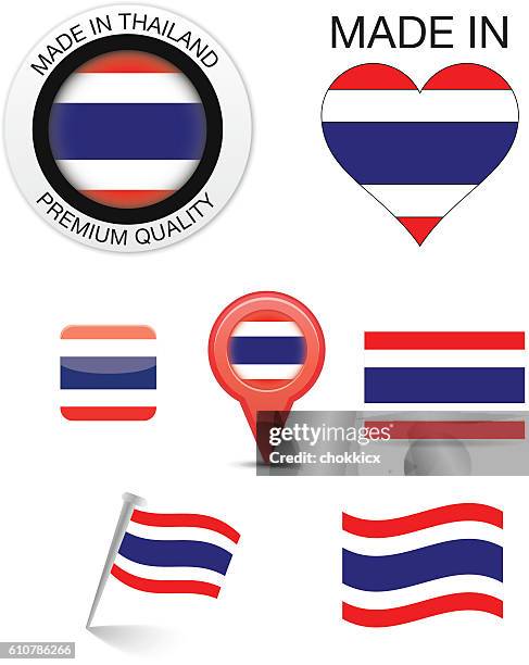 ilustrações, clipart, desenhos animados e ícones de ícones da bandeira tailandesa - povo tailandês