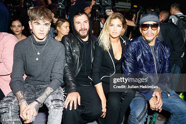 Gabriel Kane Day Lewis, Michael Youn, his wife Isabelle Funaro and Joey Starr attend the Etam show as part of the Paris Fashion Week Womenswear...