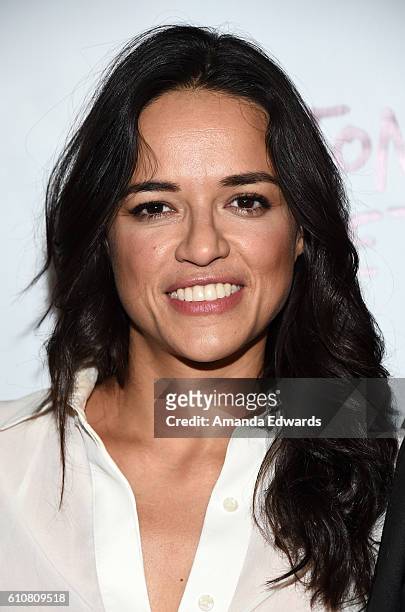 Actress Michelle Rodriguez arrives at the premiere of Momentum Pictures' "Milton's Secret" at the TCL Chinese 6 Theatres on September 27, 2016 in...