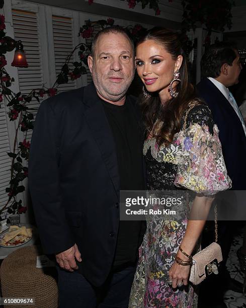 Harvey Weinstein and Georgina Chapman attend the Haute Living Celebrates Georgina Chapman with Perrier-Jouet and JetSmarter event at Socialista New...