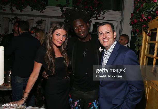 Nicole Noonan, Bradley Theodore and Steven Knobel attend the Haute Living Celebrates Georgina Chapman with Perrier-Jouet and JetSmarter event at...