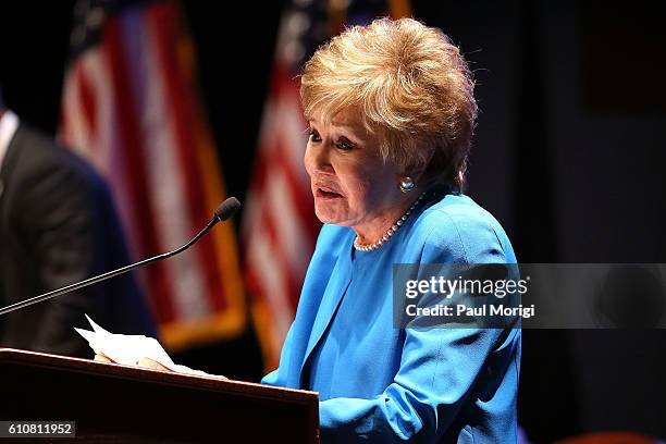 Sen. Elizabeth Dole speaks at the launch of the Elizabeth Dole Foundation's "Hidden Heroes" campaign at U.S. Capitol Visitor Center on September 27,...