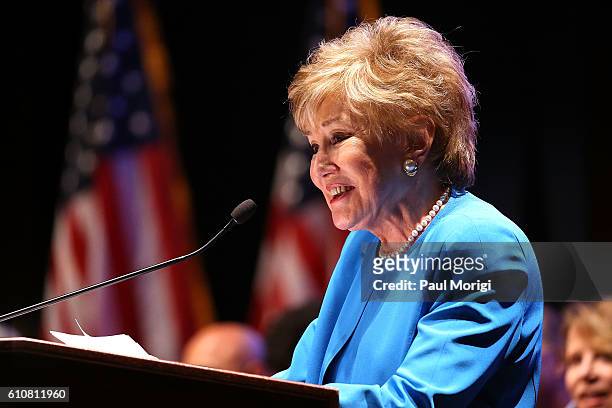 Sen. Elizabeth Dole speaks at the launch of the Elizabeth Dole Foundation's "Hidden Heroes" campaign at U.S. Capitol Visitor Center on September 27,...