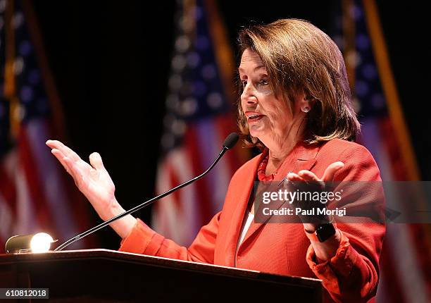 Democratic Leader Nancy Pelosi speaks at the launch of the Elizabeth Dole Foundation's "Hidden Heroes" campaign at U.S. Capitol Visitor Center on...