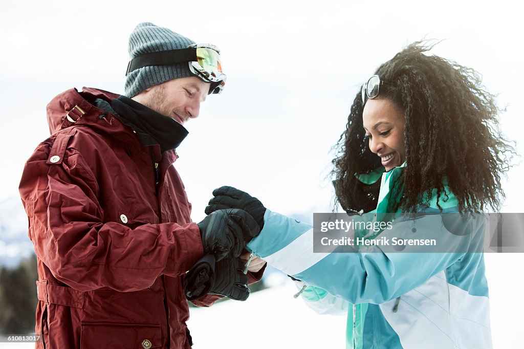 Young couple on winter holiday