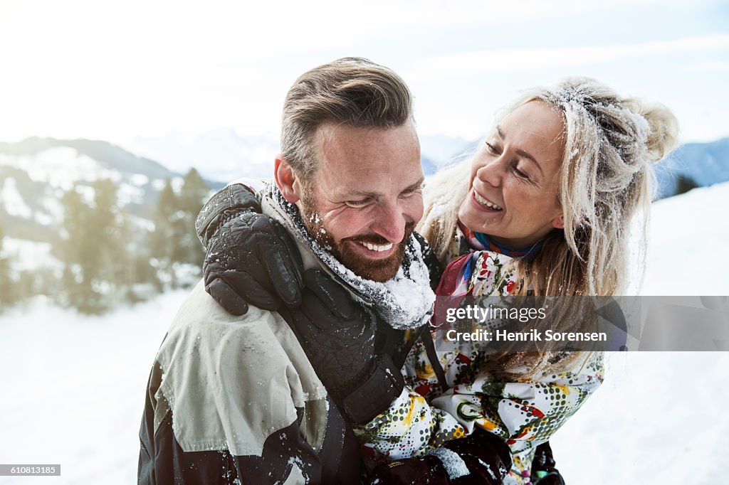 Young couple on winter holiday