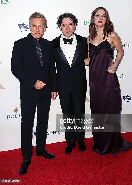Actor Christoph Waltz, conductor Gustavo Dudamel and actress Maria Valverde attend the Los Angeles Philharmonic 2016/17 Opening Night Gala: Gershwin...