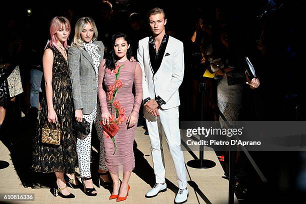 Lucky Blue Smith and The Atomics attends the Dolce And Gabbana show during Milan Fashion Week Spring/Summer 2017 on September 25, 2016 in Milan,...