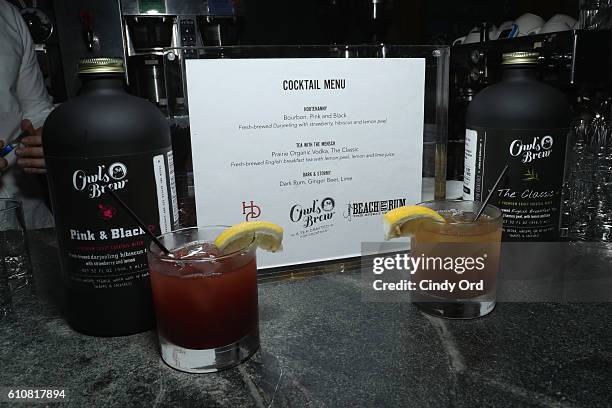 View of Owl's Brew brand cocktail is seen as Alice Cooper, Shep Gordon and Shinola celebrate the release of Gordons Memoir, "They Call Me...
