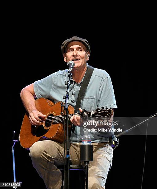 Rock and Roll Hall of Fame membebr James Taylor performs onstage during All For The Hall Los Angeles A benefit concert presented by The Country Music...