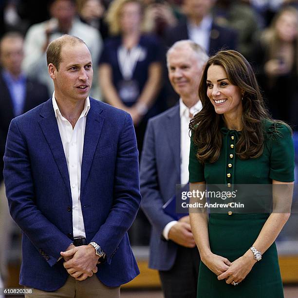 Prince William, Duke of Cambridge and Catherine, Duchess of Cambridge attend a volleyball match at University of British Columbia Okanagan on...